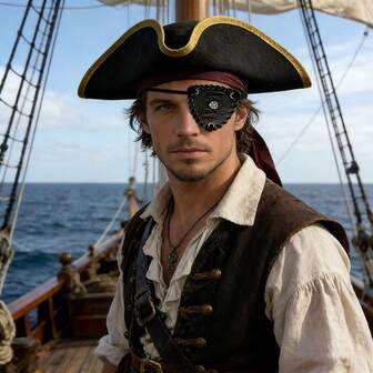 1pc Medieval Pirate Eye Patch, Funky Medieval-Inspired Faux Leather Eye Mask For Halloween - Perfect For Cosplay & Role-Playing Accessories, Renaissance Fairs, Pirate Themed Parties