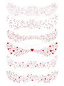 6张红色爱心雀斑纹身贴纸，防水持久临时纹身，金色箔蝴蝶妆容临时面部贴纸，适用于情人节、婚礼伴娘面部装饰、锐舞派对配饰 - 彩色 - 查看 12