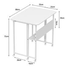 Tragbarer Klappschreibtisch mit Rollen, platzsparender Klappschreibtisch, mit Ablage, einfache Montage, 80*58*75 cm - Weiss - Übersicht 7