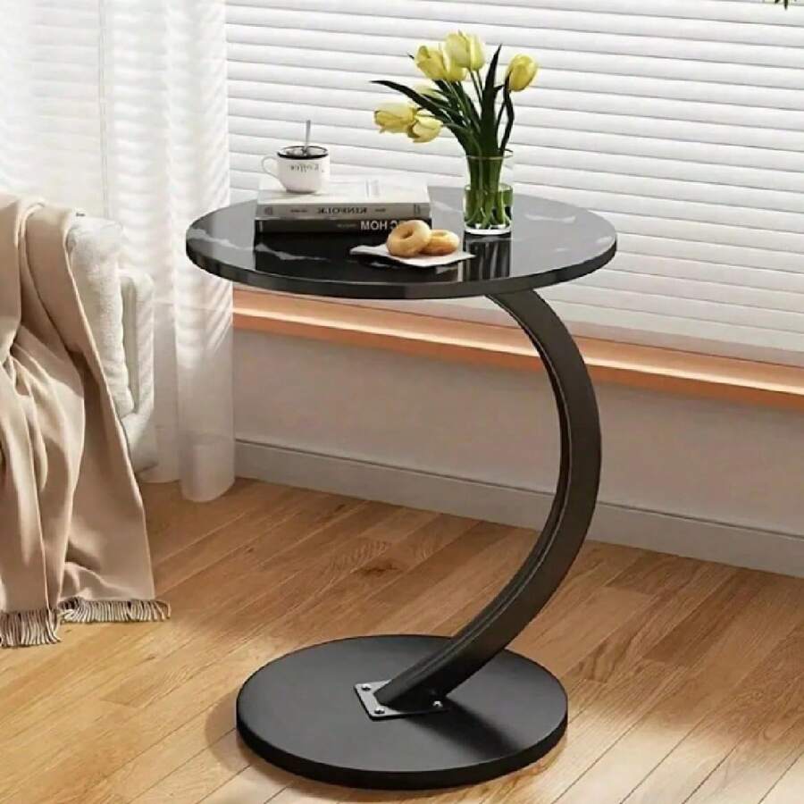 Mesas Laterales para Sala, Mesa Redonda de C,Mesita de Centro Mesita Auxiliar Minimalista Moderna,para Sala de Estar, Dormitorio(40*40*62cm) - Negro - Ver 1