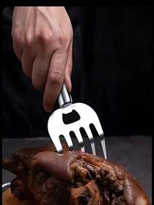 1件/2件装多功能熊爪式切肉器，可撕肉、切菜、防烫，带开瓶器功能，适用于牛肉、鸡肉、烧烤等，厨房食物夹，防滑切肉，耐高温，肉类分割切片器，不锈钢厨房耐高温切肉工具，初学者蔬菜切碎器，护手装置 - 銀色 - 查看 4