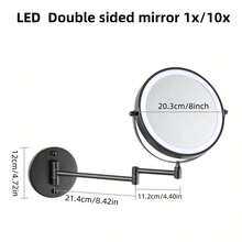 8-Inch Lighted Makeup Mirror With Magnification, 3 Light Colors, Adjustable Brightness And Height, 360° Rotation, 10X Magnifying Mirror With Lights, LED Makeup Mirror For Women - Chrome - Multicolor - View 14