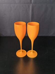 Juego de cubeta de hielo de plástico naranja reutilizable de 4L con copas de champán de plástico de 5.98oz, adecuado para fiestas y uso doméstico, apto para lavavajillas - Naranja - Ver 7