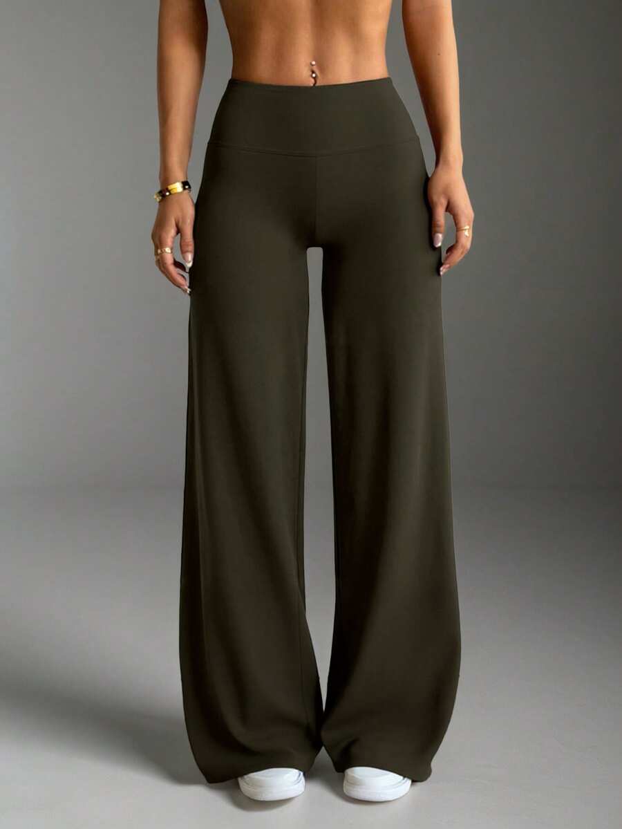 Women's Commuting Sports Elegant Modern Workplace Solid Color Slim Fit Flare Pants Spring - Army Green - View 1