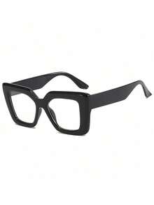 1pc Oversized Frame Decorative Glasses, Minimalist High-End Y2K Streetwear Inspired Eyeglasses - Multicolor - View 8