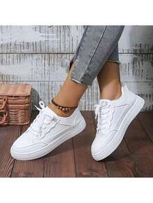 Women's Leather Slip-On Loafers, Walking Shoes, Fashionable Casual Shoes - 白色升級款 - 查看 8