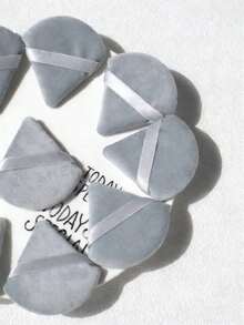10pcs Triangle Velvet Powder Puff Pizza Powder Mini Face Makeup Sponge, Washable Lightweight Makeup Tool, Suitable For All Skin Types, Ideal For Applying Wet And Dry Powder, Great For Makeup Beginners,Giveaways,Travel,Cheap Stuff,Travel Essential - Grey - View 2