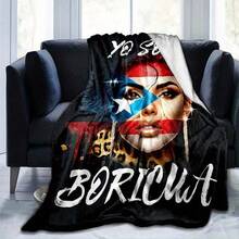 Puerto Rican Themed Flannel Blanket - Vibrant Cultural Prints With Flags, Symbols & Puerto Rico Text - Soft Warm Travel Digital Print,Suitable For All Seasons,      Washable And Machine-Washable, Lightweight, Breathable, Comfortable, Warm,  Unique, 280gsm For Him And Her, Perfect For Naps, Camping, Travel, Family, Daily Life, Office Decoration, Birthday Anniversaries, Valentine's Day, Thanksgiving, Christmas, Halloween, Mother's Day, Father's Day, Wedding,   New Year Gifts Provide Personalized Ideal Gifts For Her, Him, Family Members, Boyfriends,  Girlfriends, Fathers, Family Members, Mothers, Lovers,   Daughters, Sons,   Grandfathers, Grandmothers,     Friends, Classmates And Pets.     Sofa,Bed,Car,Bedroom,Living Room,Office,  Outdoor Camping, Beach,Wall Decoration - 多色22 - 查看 4