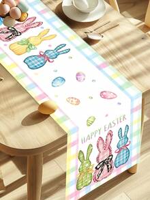 1 tấm khăn trải bàn Phục Sinh, họa tiết thỏ và nơ nhiều màu sắc, trang trí nhà kiểu nông trại trong nhà/ngoài trời, trang trí bàn ăn nhà bếp mùa xuân, trang trí nhà cửa cho lễ Phục Sinh, kích thước 13x70 inch. - Nhiều màu - Xem 11