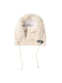 1Pc Women's Plush 3-In-1 Winter Mask Hat & Scarf, Cycling Scarf Mask Integrated Hooded Hat, Fleece-Lined Thickened Windproof And Cold-Resistant & Ear Protection, One-Piece Face Cover Neck Warmer Hooded Cap, Lightweight Warm Headwear With Drawstring Closure For Weddings And Outdoor Activities,Skiing, Cycling, Sports, Winter Headgear | Integrated Hooded Design(The Letters On The Hat Label Are Random) - Multicolor - View 18