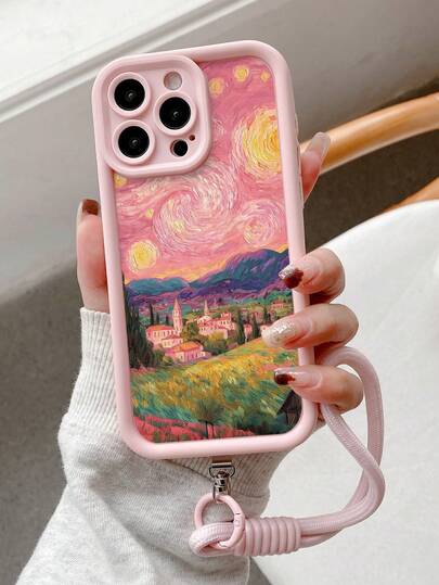 Starry Night Painting Textured Hollow Tempered Glass Phone Case, Compatible With IPhone 14, 14 Pro, 14 Pro Max, 13, 13 Pro, 13 Pro Max, 11, 11 Pro Max, 12, 12 Pro, 12 Pro Max, XR, XS, 15, 15 Pro, 15 Pro Max, 16, 16 Pro, 16 Pro Max, 17, 17 Pro, 17 Air, 17 Pro Max, Galaxy S24, A04, A12, A13, A14, A23, A24, A32, A33, A51, A52, A53, A54, A72, S20 FE, Redmi 9, Redmi 9A, Shockproof Protective Cover