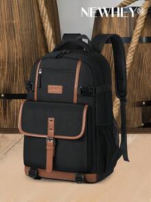 NEWHEY 15.6 Inch Men's Travel Laptop Backpack, Large Capacity, Water-Resistant, TSA Friendly, Suitable For University Students - Black - View 8