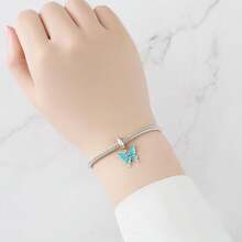 Cute Panda Animal 925 Sterling Silver Charms For Bracelets And Necklace Dangle Pendants Butterfly Elephant Dog Bead Jewelry Present For Women Family Friends - 藍寶石蝴蝶 - 查看 6