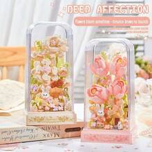 New Square Eternal Flower Strap Transparent Dust Cover, Independently Assembled Building Block Flowers, Simulated Flower Creative Ornaments, Display Ornaments, Suitable For Giving Friends Holiday Creative Gifts, Birthday Gifts - Multicolor - View 4