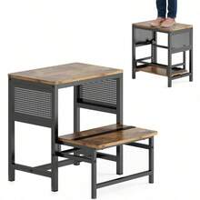 Plegable para Niño Baño de 2 Peldaños, Escalera Plegable para Casa Antideslizante, Banquito para Baño Cocina, Taburete para Adultos y Niños, Bancos Escalón Infantiles, Metal y Madera