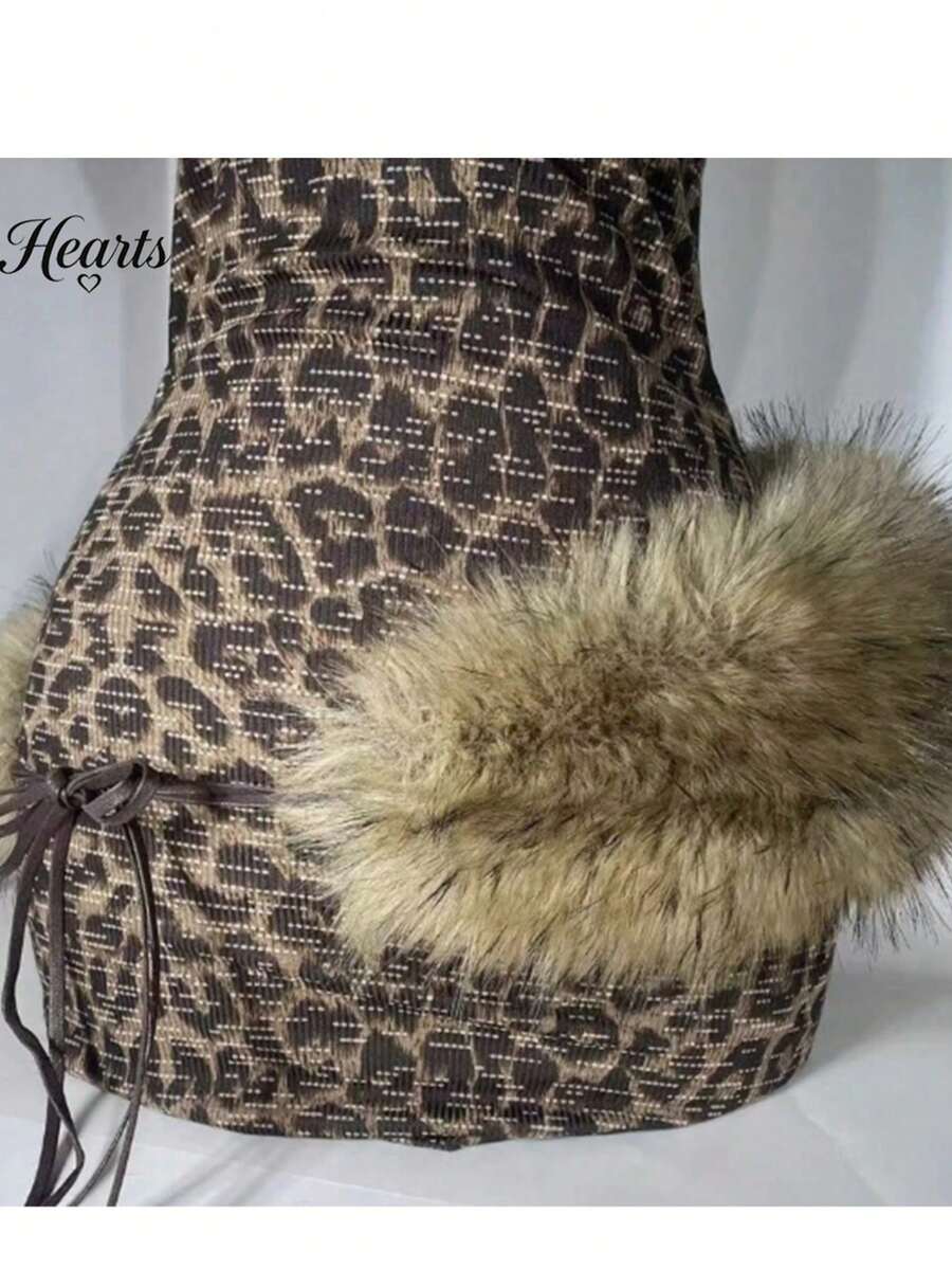 2026新款Y2K复古仿皮草腰带，手工制作冬季时尚配饰，适合万圣节、圣诞派对、日常佩戴，柔软蓬松的女士腰链 - 彩色 - 查看 1