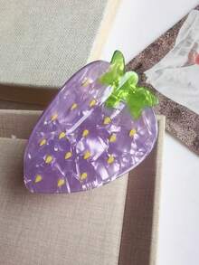 1个个性化逼真水果系列发爪，优雅甜美多功能新鲜水果柠檬、草莓、樱桃半圆形亚克力发夹，防滑牢固时尚大/小号发爪/发夹，女士发饰，适合休闲、通勤、半丸子头、齐肩发等场合，发夹，适合日常使用和送礼，发夹，发爪夹，秋冬女士假日装扮配饰 - 彩色 - 查看 4