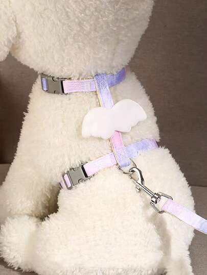 [Bộ dây đeo + dây dắt] Bộ dây đeo và dây dắt mèo Ombre, bao gồm dây dắt bằng polyester bền nhẹ dài 1,2 mét, thích hợp cho việc dắt mèo đi dạo ngoài trời, bộ dây dắt thú cưng có thể điều chỉnh cho chó nhỏ.