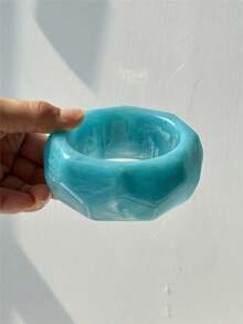 1 chiếc vòng tay nhựa ngoại cỡ màu xanh dương, kiểu dáng bất đối xứng, chất liệu co giãn, thích hợp cho kỳ nghỉ, dành cho nữ. Trang sức thời trang. - Nhiều màu - Xem 5