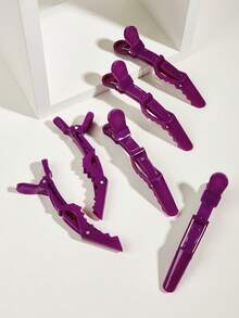 WANMEI 6pcs Crocodile Hair Clips, Curved Hair Clips, Solid Color Rectangular Crocodile Hair Clips - Elegant, Fashionable, Sweet, Suitable For Women's Daily Wear, Professional Hair Salon Hair Clips, Hairstylist Fixing Hair Clips, Used For Salon Styling, Back To School Hair Clips, Travel Essentials, Backcombing, Blow Dryer, Hair, Hairstylist, Edge Comb, Blow Dryer