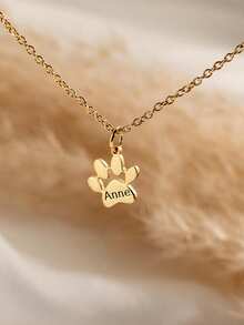 Sipuris Customized Dog Paw Engraved Necklace, Unisex Stainless Steel Hip Hop Pet Pendant, Exquisite Gift For Pet Lovers - Yellow Gold - View 6