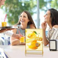 6个4x6英寸（10x15厘米）亚克力标牌架，带金色边框和立式支架 - 双面桌面菜单展示架，适用于婚礼桌号、餐厅标牌、照片和艺术展览 - 金色 - 查看 6