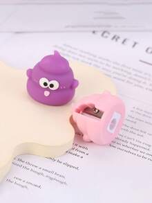 Cute & Funny Poop Cartoon Pencil Sharpener, Portable Manual Pencil Sharpener, Cartoon Cute Pencil Sharpener, Learning Supplies, Student Pencil Sharpener, School & Office Supplies, Back To School Essential - Multicolor - View 5
