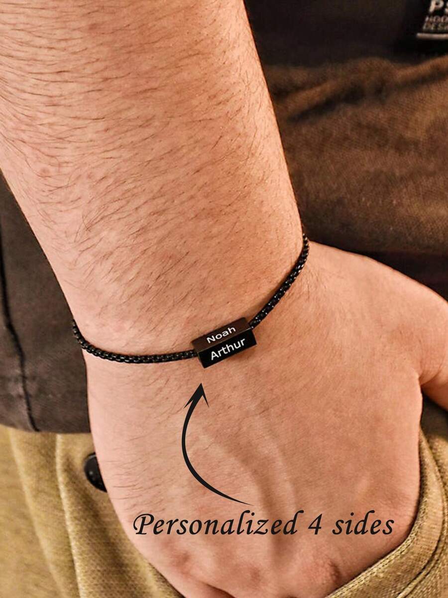 Customized Multi-Brand Bracelets, Can Add 1-4 Names For Personalized Bracelets, Including Children's Name Bracelets, Couples' Name Bracelets, Customized Stainless Steel Adjustable Pendant Bracelets, Customized Gold Brand Jewelry Couples' Memorial Gifts, Birthday Gifts, Fashionable Styles Suitable For Autumn, Retro, Unisex, Minimalist, Casual, Occasions, Customizable Personalized Designs - Multicolor - View 1