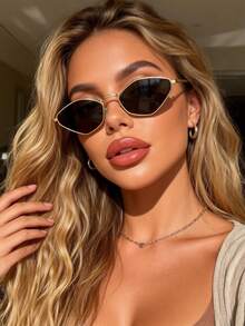 1pc Metal Frame Elegant Advanced Exquisite Shades Basics Springbreak Fashion Glasses For Women Summer Beach Elegant Going Out Outfit - Multicolor - View 6