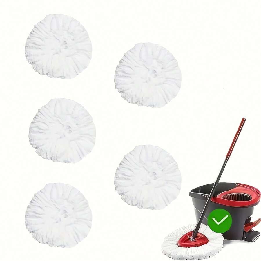 Available In Packs Of 5 Or 10, Microfiber Replacement Heads For Spin Mops - 360 - Degree Cleaning Triangular Mop Heads. Suitable For Spin Mop Systems, Enhancing Floor Cleaning Efficiency. - trắng - Xem 1
