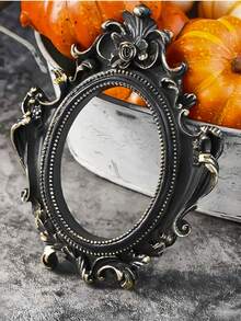 1 قطعة إطار صورة بشكل بيضاوي مصنوع من الراتنج بنمط زهري عتيق باللون الأسود، مناسب للتصوير الفوتوغرافي وديكور المنزل المصغر وديكور عيد الهالوين - متعدد الألوان - مشاهدة 5
