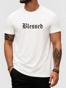 Men's Crew Neck T-Shirt, Basic Cotton Shirt, Religious Print, Cool, Comfortable, Immediate Shipping, Various Colors - 白色 - 查看 1