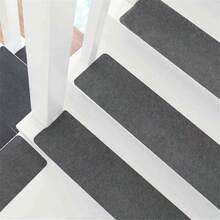 14pcs Self-Adhesive Stair Treads Carpet Pad Mat Rug Non Slip Non-Skid Safety Runner Rugs Machine Washable, 20x55cm - Light Grey - View 3