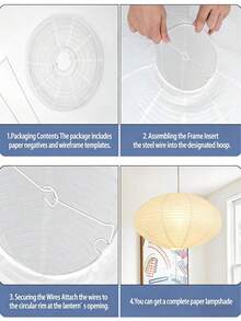 1件套白色椭圆形纸灯笼灯罩，纸灯笼吊灯灯罩，中式折叠设计，适用于客厅、卧室、吸顶灯、派对装饰 - 多款 - 查看 7