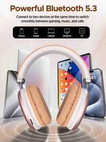 Tagry 可调节无线蓝牙耳机，适用于智能手机/电脑/平板电脑，银色 - 珊瑚橙 - 查看 3