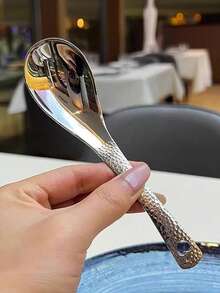 6 Pack Hammered Stainless Steel Soup Spoons Set – Elegant & Durable Premium Quality Kitchenware For Dining