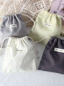 波点抽绳收纳袋，可爱迷你抽绳包，手提钥匙扣零钱包，小布袋，口红化妆包 - 彩色 - 查看 11