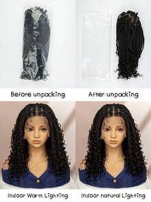 A ANYTIME 180% Density Handmade Crochet Lace Wig With Baby Hair, Women's Black Synthetic Braided Wig, Heat Resistant Fiber, Vacation Style - Fits All - Black - View 12