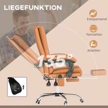 Massaging Office Chair, Heated Office Chair, Swivel, Reclining, Height Adjustable, Light Brown