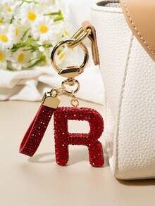 1个字母钥匙扣吊坠，镶钻装饰，手提包挂饰，礼物