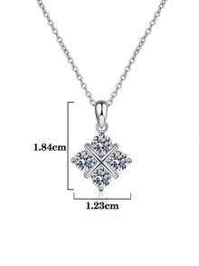 BLOVEMEE 1pc Fashionable Luxury 925 Silver 1.2 Carat Moissanite Necklace, Suitable For Women's Daily Wear, Party, Vacation, Mother's Day, Wedding Season, Bridesmaid Gift, Wedding Anniversary, Women's Jewelry - XL0017M - View 3