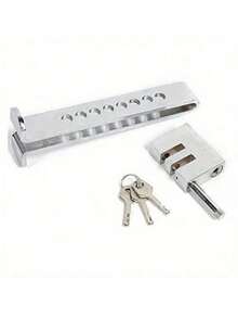Car Anti-Theft Brake Clutch Lock, Car Security Protection Safety Tool, Automobile Hidden Brake Throttle Pedal Lock With 3 Keys - Silvery - View 7