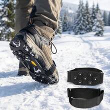 1Pair Ice Cleats Non-Slip 7 Teeth Spikes For Shoes Universal Fit Size 30-45 Winter Walking Hiking Snow - Black - View 2