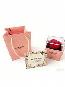 1pc "I Love You" In 100 Languages Projection Stone Necklace With Rose Flower Gift Box, Eternal Flower Single Flower Gift Box Necklace Jewelry Pendant Drawer Style Gift Box, 100 Languages Projection Stone Necklace, Holiday Gift Suitable For Women, Mother's Gift