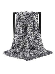 1PC Women's Fashion 90-Square Scarf With Print, Spring Summer Bandana, Leopard Print Chain, Satin Face, Square Scarf - Multicolor - View 14