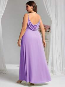 EVERPRETTY Elegant V-Neck Ruched Bust Lavender Bridesmaid Dress, Long Gown For Spring Party Wedding - Mauve Purple - View 6