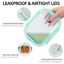 Bộ 12 hộp đựng thực phẩm bằng thủy tinh có nắp đậy, xếp chồng được - Chống rò rỉ, có thể tái sử dụng, có khay chia ngăn, lý tưởng cho việc chuẩn bị bữa ăn, bảo quản thực phẩm và bữa trưa. - Nhiều màu - Xem 9