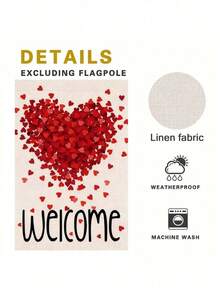 1pc Valentine's Day Garden Flag, Outdoor Date Party Decor Flag With Heart Print, Welcome Flag For House Entrance - 多色-2 - 查看 7