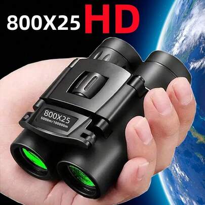 200X25 800X25 High Magnification High Definition Foldable Binoculars, Professional Compact Binoculars With Wide Angle Vision, Suitable For Camping, Hiking, Birdwatching, Concerts And Sports Events, Outdoor Gear - Ideal Gift For Holidays - Essential For Outdoor Enthusiasts | Fashionable Binoculars | Durable Structure