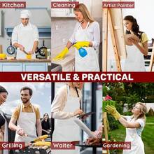 2 Pcs Plus Size Chef Apron, Unisex Professional Apron With 2 Pockets For CooFKing, Work, BaFKing (Larger Size) - White - View 8